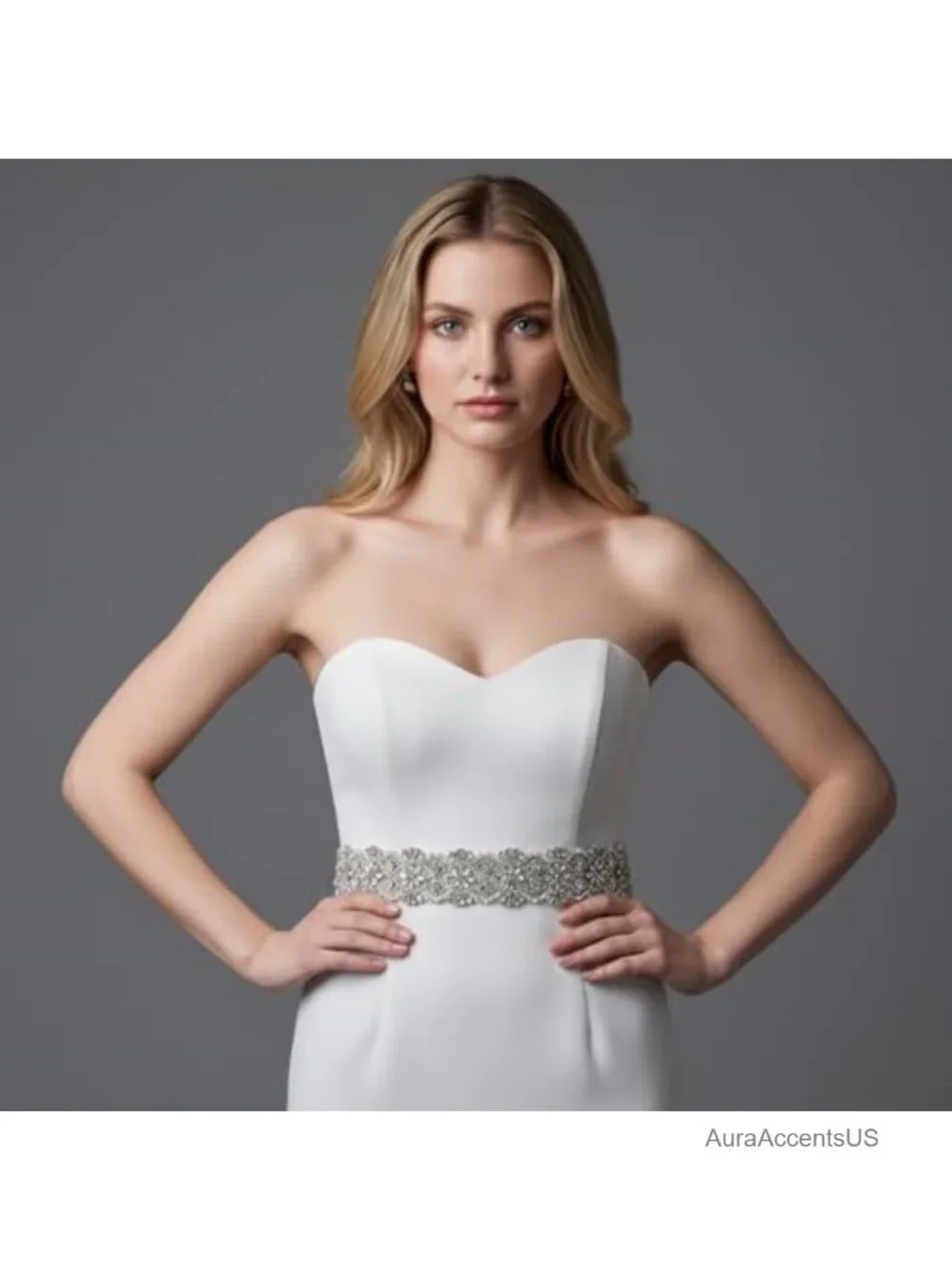 Rhinestone Bridal Belt Crystal Wedding Dress Sash Self-Tie